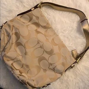 COACH Khaki signature duffle in gold